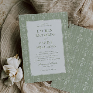 Invitation Mariage de Domaine de Jardin Vintage Vert Sauge