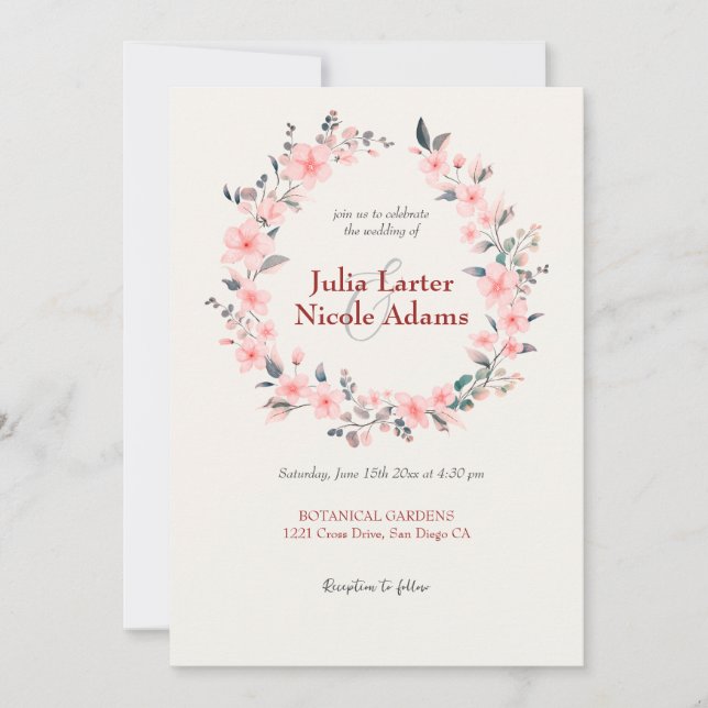 Invitation Mariage de douche à fleurs de cerisier rose (Devant)