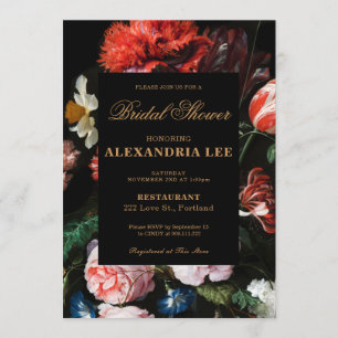 Invitation mariage de douche nuptiale Floral noir