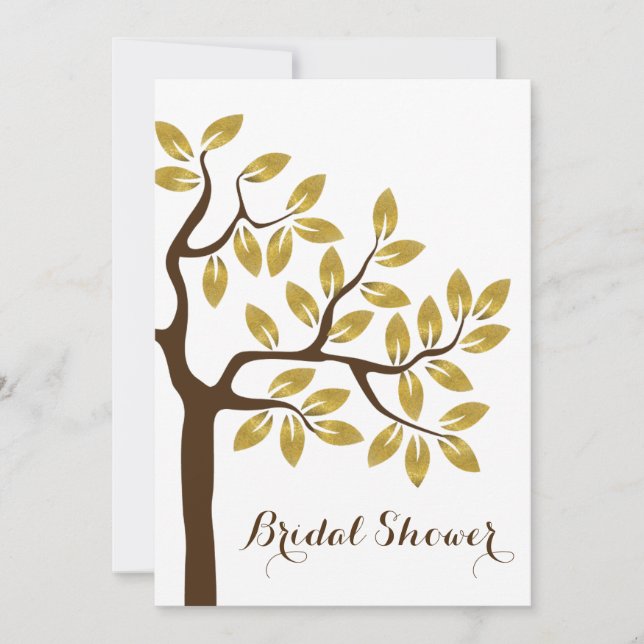 Invitation Mariage de douche nuptiale moderne en feuille d'or (Devant)