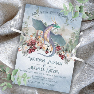 Invitation Mariage de dragon de forêt enchantée