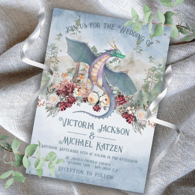 Invitation Mariage de dragon de forêt enchantée (Créateur téléchargé)