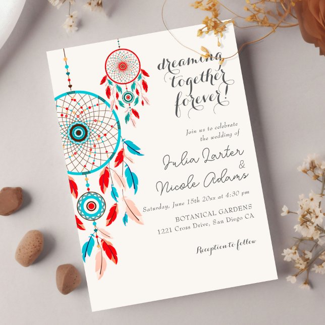 Invitation Mariage de Dreamcatcher en plumes de la tribu Boho (Créateur téléchargé)