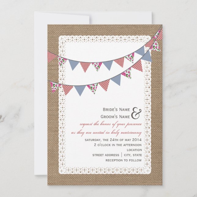 Invitation Mariage de En vichy et de rachat floral inspiré pa (Devant)
