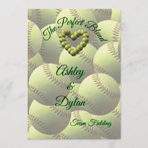 Invitation Mariage de famille mélangé par coeur du base-ball