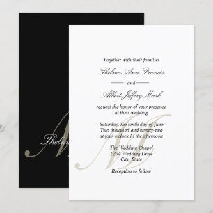 Invitation Mariage de familles de monogrammes en n