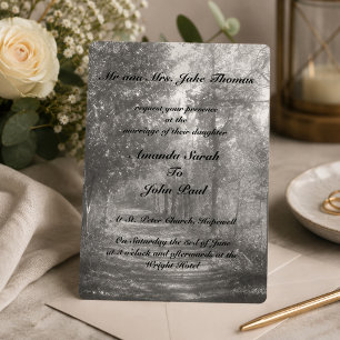Invitation Mariage de fantaisie dans la nature en noir et bla