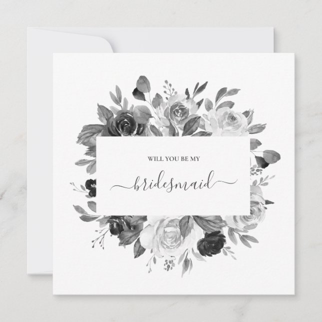 Invitation Mariage de femme de chambre moderne monochrome bla (Devant)