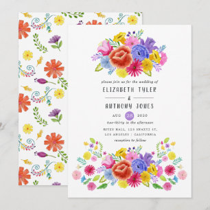 Invitation Mariage de fête mexicaine florale à l'aquarelle