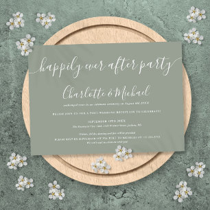 Invitation Mariage de fête Sage Green Happily Ever After