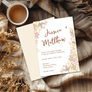 Invitation Mariage de feuillage d'automne moderne à la main
