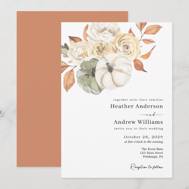 Invitation Mariage de feuillage d'automne rustique (Devant / Derrière)