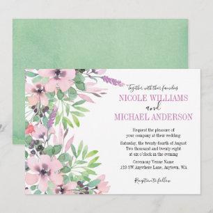 Invitation Mariage de feuillage de l'aquarelle Spring Lilac