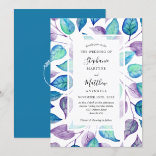 Invitation Mariage de feuillage Feuille violet turquoise