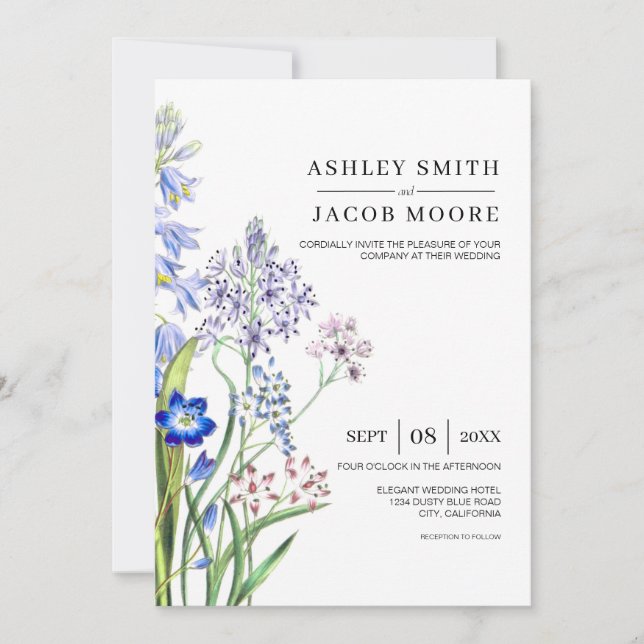 Invitation Mariage de feuillage floral simple minimaliste (Devant)