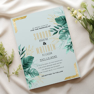 Invitation Mariage de feuillage parties scintillant vert ment