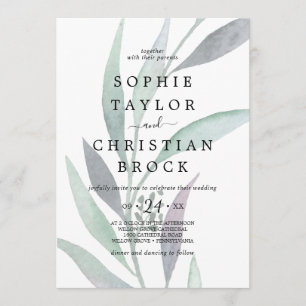 Invitation Mariage de feuillage teinté d'Eucalyptus pourpre e