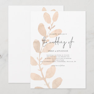 Invitation Mariage de feuillage teinté moderne