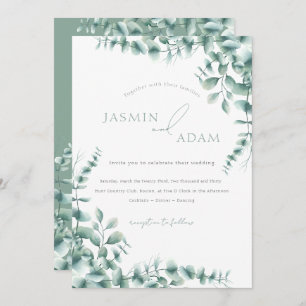 Invitation Mariage de feuillage vert Feuille Sage Eucalyptus