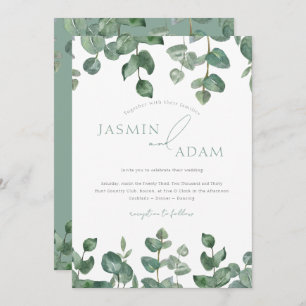 Invitation Mariage de feuillage vert Feuille Sage Eucalyptus