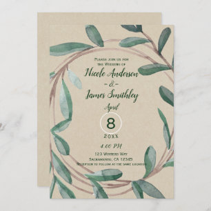Invitation Mariage de feuille de courge botanique Rustique Kr
