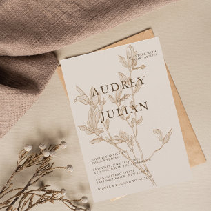 Invitation Mariage de feuille Mocha Botanique
