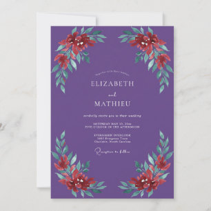 Invitation Mariage de feuille peinte violette