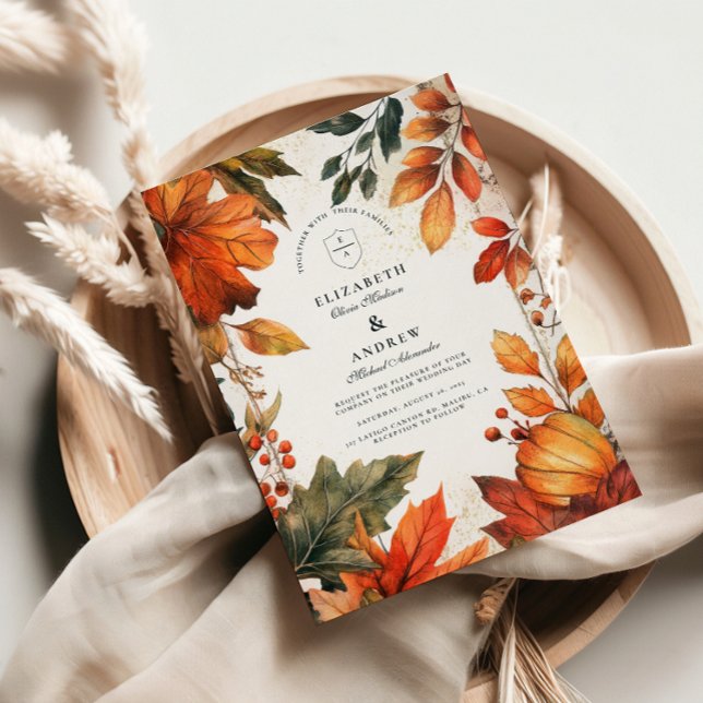 Invitation Mariage de feuilles d'automne en gras (Créateur téléchargé)