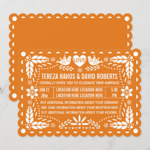 Invitation Mariage de fiesta inséparable de papillon orange