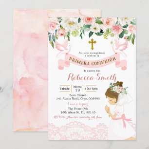 Invitation Mariage de fille espagnole Pink et Gold Primera