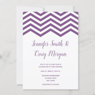 Invitation Mariage de finition Chevron blanc et violet
