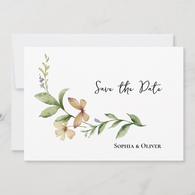 Invitation Mariage de fleur de champ romantique Enregistrer l (Devant)