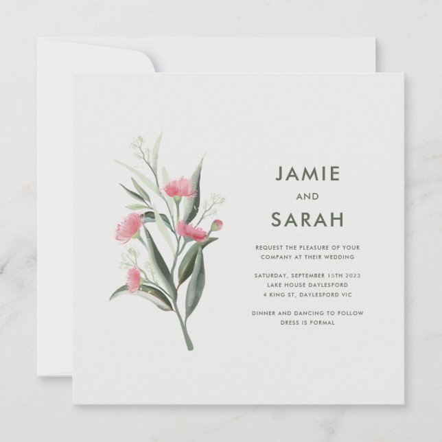 Invitation Mariage de fleur de gomme originaire d'Australie (Devant)