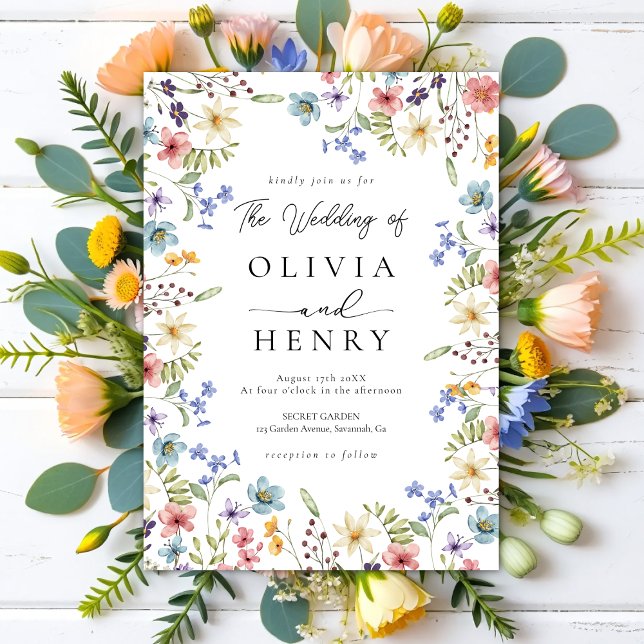 Invitation Mariage de Fleur sauvage botanique de jardin rusti (Créateur téléchargé)