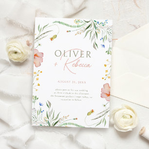 Invitation Mariage de Fleur sauvage d'aquarelle Boho minimali