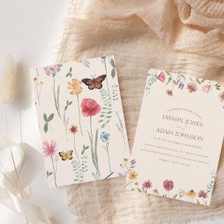 Invitation Mariage de Fleur sauvage de frontière floral color