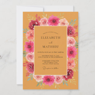 Invitation Mariage de Fleur Sauvage de Moutarde Magenta