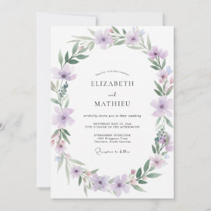 Invitation Mariage de Fleur Sauvage Mauve Lilas Doux