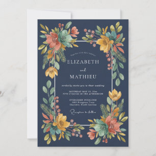 Invitation Mariage de Fleur Sauvage Ocres de Minuit