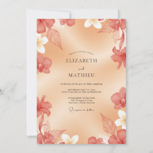 Invitation Mariage de Fleur Sauvage Peinte d'Abricot