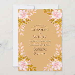 Invitation Mariage de Fleur Sauvage Peinte en Ocre