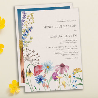Invitation Mariage de Fleur Sauvage Photo Florale Rustique