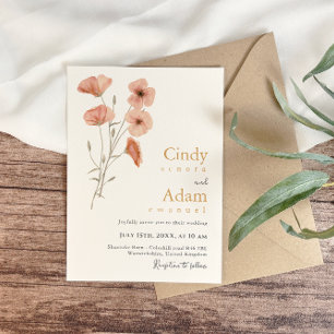 Invitation Mariage de Fleur sauvage Russe Blush Rose