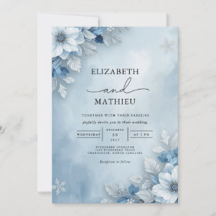 Invitation Mariage de fleurs Cool bleues
