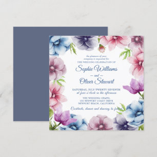 Invitation Mariage de fleurs d'anémone aquarelle