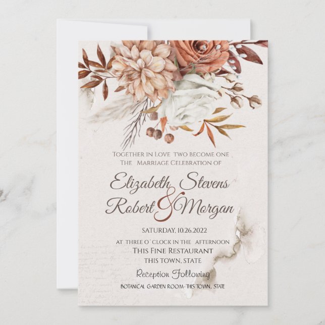 Invitation Mariage de fleurs d'automne (Devant)
