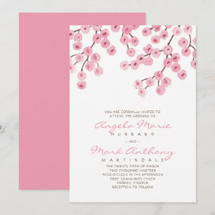 Invitation Mariage de fleurs de cerisier d'aquarelle