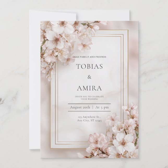 Invitation Mariage de fleurs de cerisier doux (Devant)