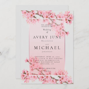 Invitation Mariage de fleurs de cerisier rose