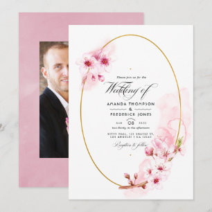 Invitation Mariage de fleurs de cerisier rose